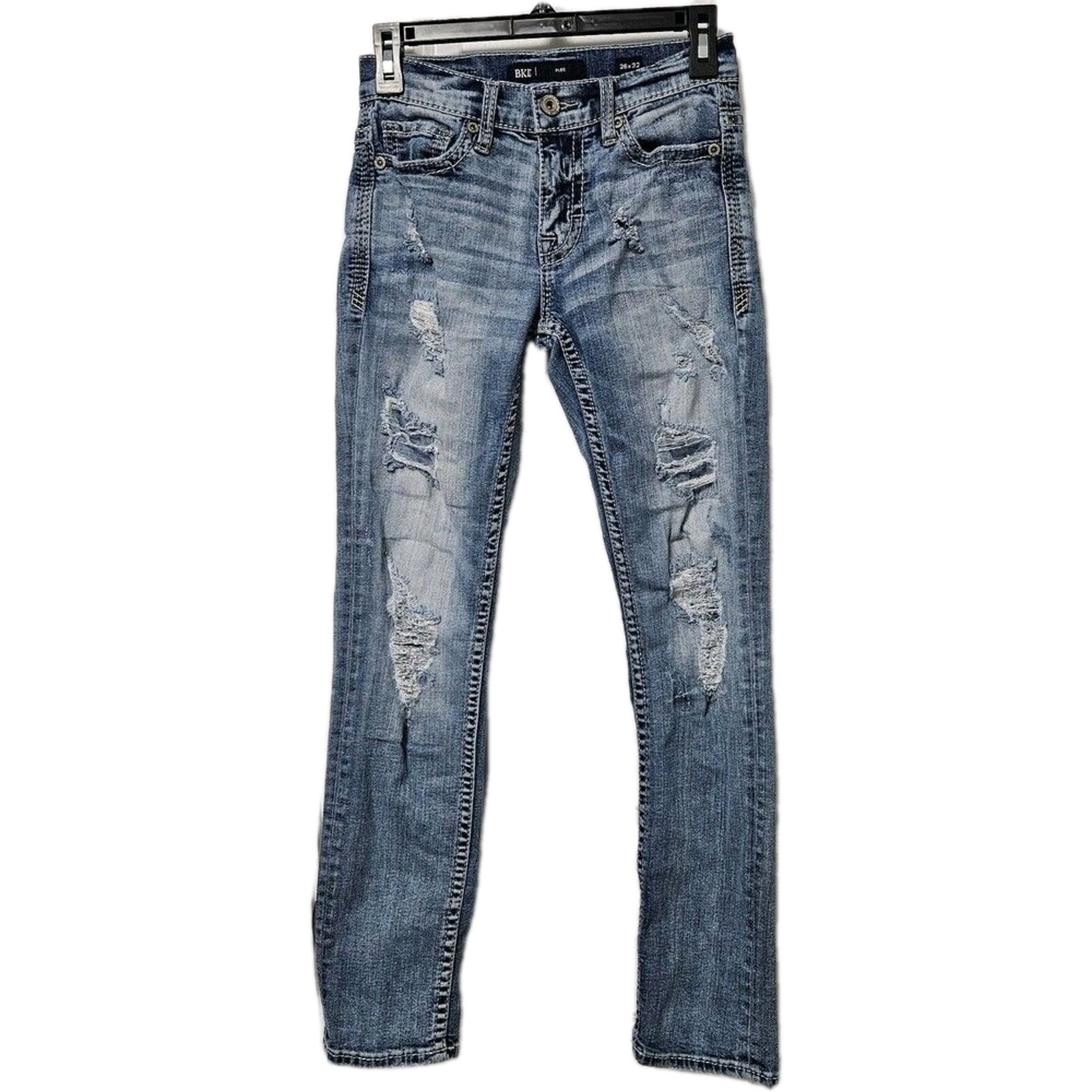 Bke Jeans Mens 26x32 Blue Alec Slim Distressed Ripped Denim Pants Ab0011-234